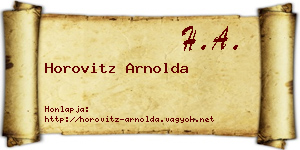 Horovitz Arnolda névjegykártya